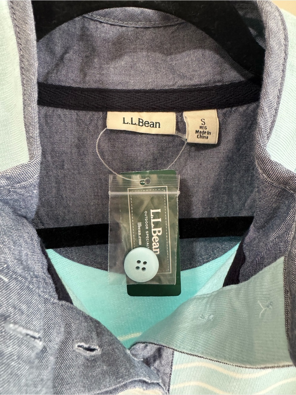 L.L. Bean Light Blue and Cotton Button-Up Pullover - Picture 3 of 4